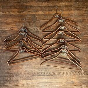 Hermes Wooden Suit Hangers in Brown and Gold Logo